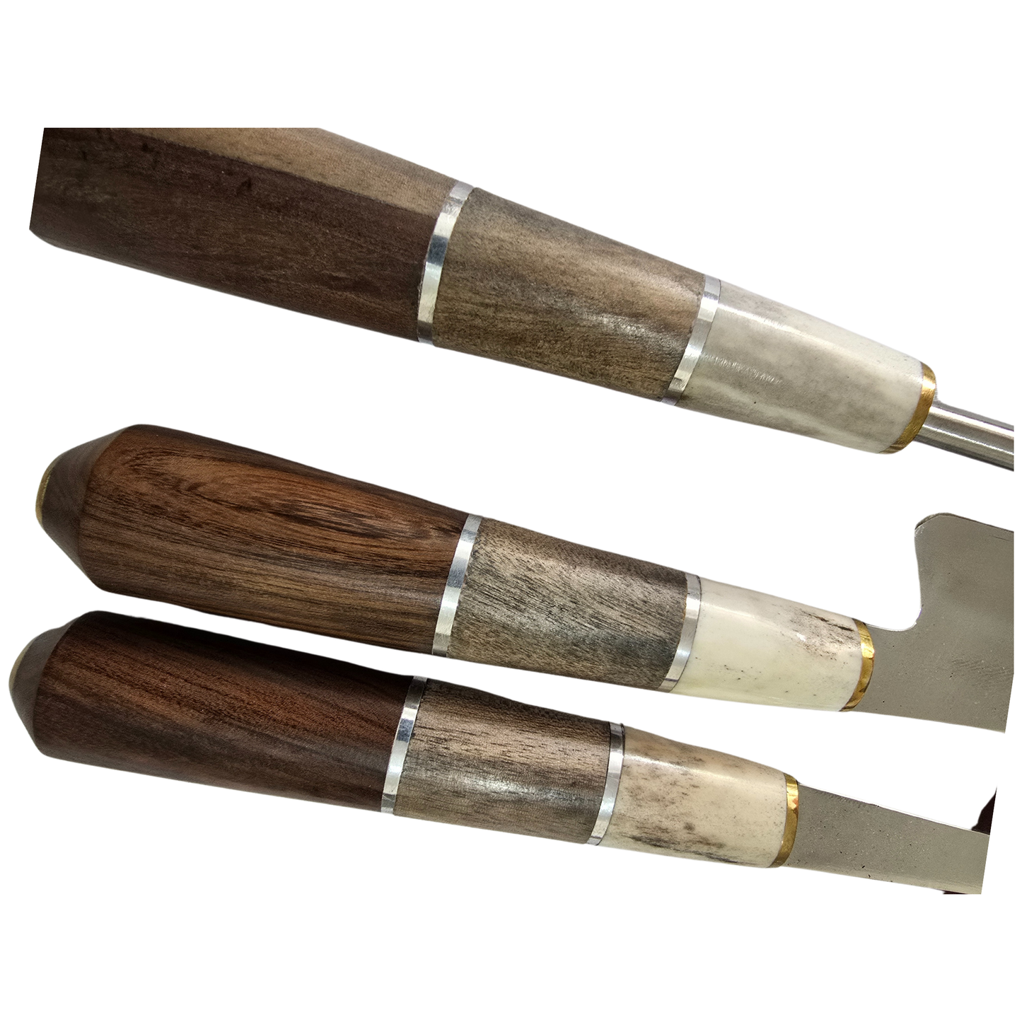 Cutlery - Asador Set with Knife, Fork, and Honing Steel with Cow horn and wood handle